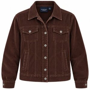 Sonoma Life Style Womens Brown Corduroy Trucker Jacket Large 100% Cotton Y2K